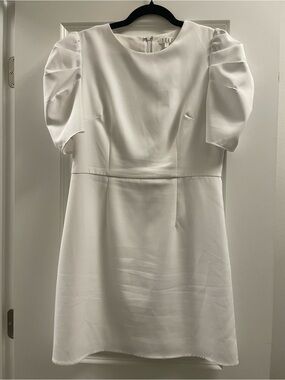 White Puff Sleeve Shift Dress